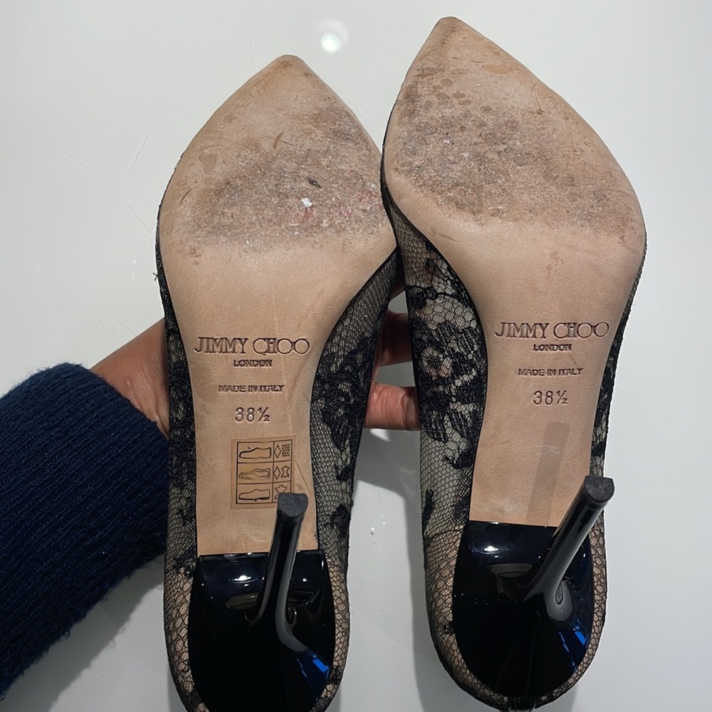 JIMMY CHOO lace and patent leather tip in black size EU 38.5 - Picture 11 of 14